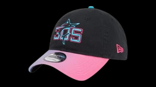 Mitchell & Ness Miami Marlins New Era 2025 City Connect 9TWENTY Adjustable Hat Black/Pink