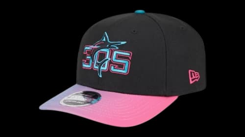 Mitchell & Ness Miami Marlins New Era 2025 City Connect 9SEVENTY Adjustable Hat Black/Pink