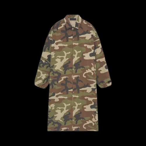 Fear of God Essentials Military Nylon Trench Jacket Woodland Camo