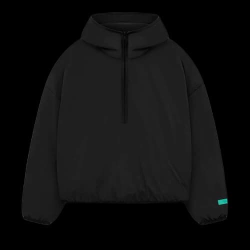 Fear of God Essentials Nylon Filled Half Zip Hoodie 'Jet Black'