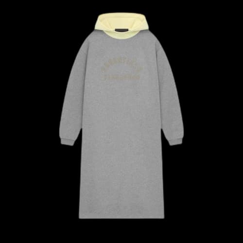 Fear of God Essentials Nylon Fleece Hooded Dress 'Dark Heather Oatmeal/Garden Yellow'