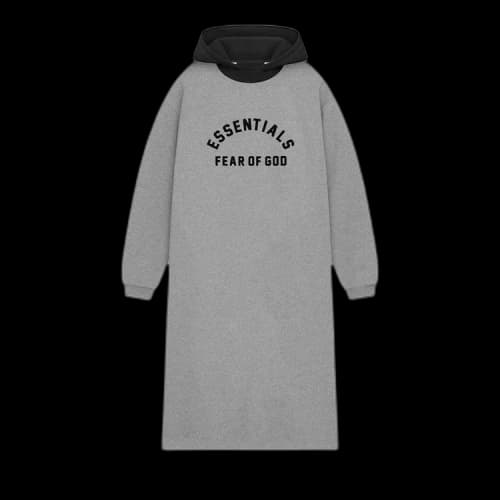 Fear of God Essentials Nylon Fleece Hooded Dress 'Dark Heather Oatmeal/Jet Black'