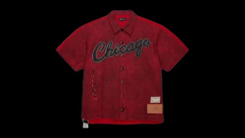 Mitchell & Ness Chicago Bulls x Purple Brand Button-Up Shooting Shirt Red