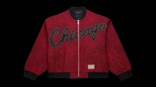 Mitchell & Ness Chicago Bulls x Purple Brand Full-Zip Bomber Jacket Red