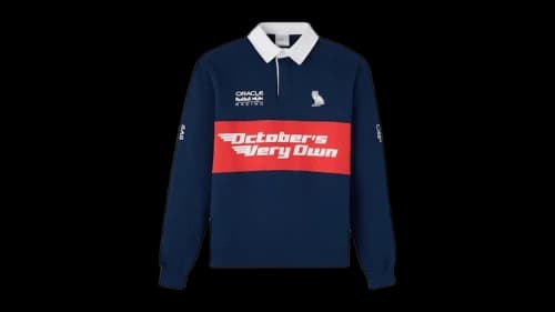 OVO x Oracle Red Bull Racing Full-Button Fleece Rugby Sweatshirt Navy