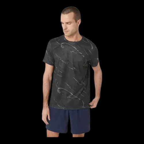 ASICS Suminagashi Motif Print Short Sleeve Top 'Graphite Grey'