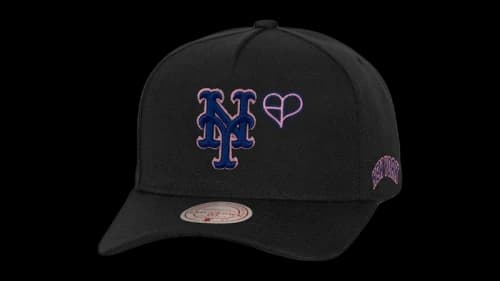 Mitchell & Ness x BLACKPINK New York Mets Pro Crown Snapback Hat Black