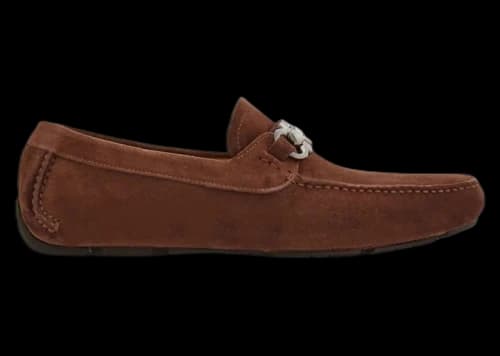 Ferragamo Gancini Suede Loafers Brown