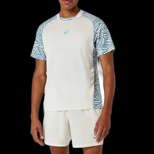 ASICS PADEL Tennis Tops Men's Cream/Saba Blue Crew Neck Moderate