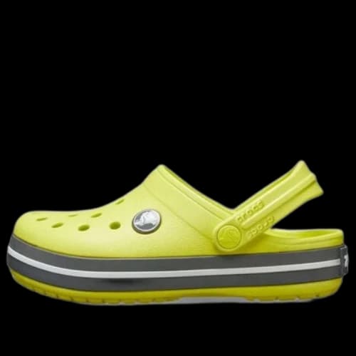 (GS) Crocs Crocband Cutout Detail Round Toe Clogs 'Yellow Grey'