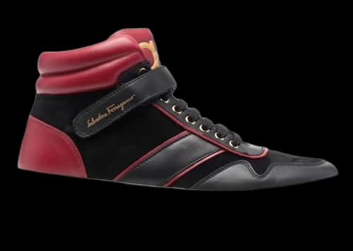 Ferragamo Gancini High-Top Sneakers Red Black