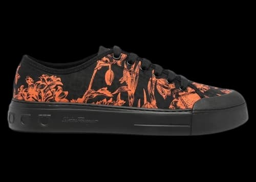 Ferragamo Pattern-Print Low-Top Lace-Up Sneakers Orange