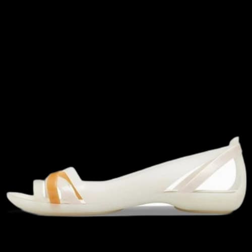 Crocs II Flat White Orange Sandals (Women's)