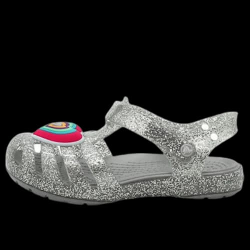 (GS) Crocs Isabella Glitter Flat Sandals 'Grey Silver'