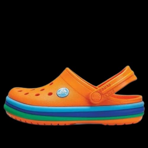 (GS) Crocs Crocband Rainbow Band Clogs 'Orange Blue'