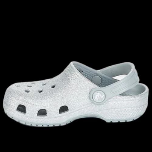 (GS) Crocs Classic Glitter Clogs 'Silver'