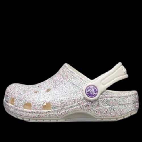 (GS) Crocs Classic Glitter Clogs 'Silver White'
