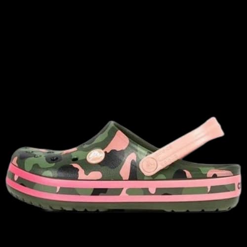 (GS) Crocs Crocband Multi Graphic Clogs 'Green Pink'