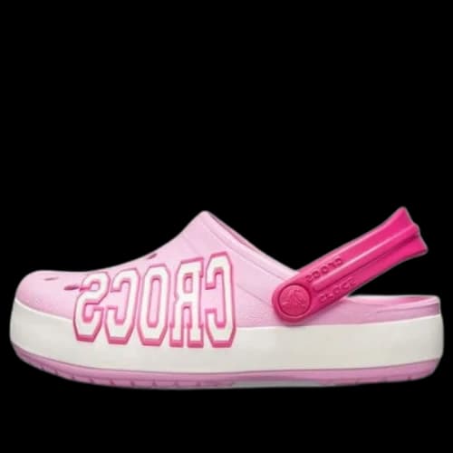 (GS) Crocs Crocband Logo Clogs 'Pink White'