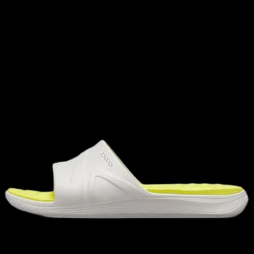 Crocs Reviva Broad Strap Round Toe Slides 'Yellow White'