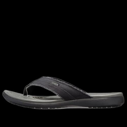 Crocs Santa Cruz Canvas Flip Flops 'Black Slate Gray'