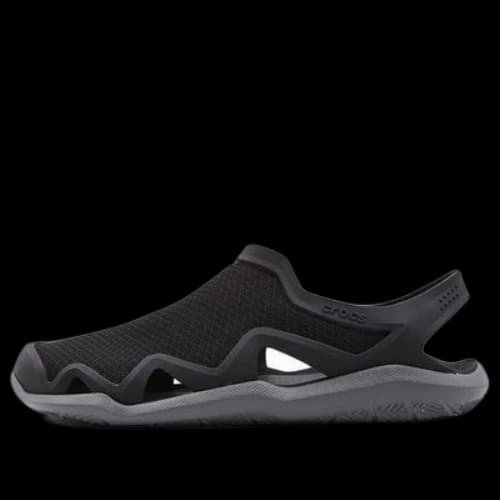 Crocs Swiftwater Wave Sandal Flats 'Black Grey'