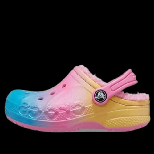(GS) Crocs Baya Printed Lined Clogs 'Pink Lemonade Multi'