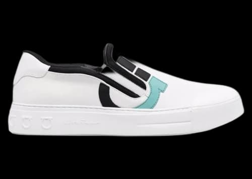 Ferragamo Gancini Slip-On Sneakers White Black