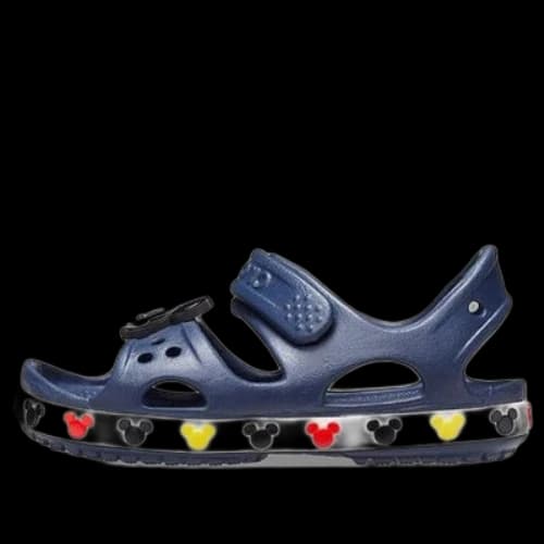 (PS) Crocs Funny Mickey Velcro Outdoor Open Toe Flat Heel Sports Deep Blue Sandals