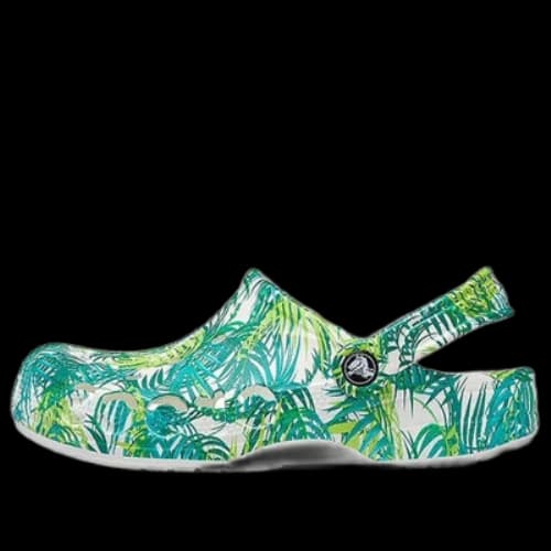 Crocs 4 Printing Outdoor Flat Heel Beach Sports White Green Sandals 'White Green'
