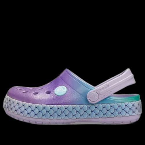 (GS) Crocs Crocband Rainbow Glitter Band Clogs 'Purple Blue'