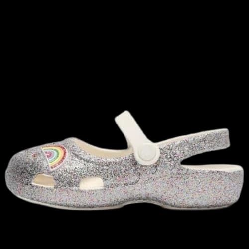 (PS) Crocs Outdoor Flat Heel Shiny Sports Silver Sandals