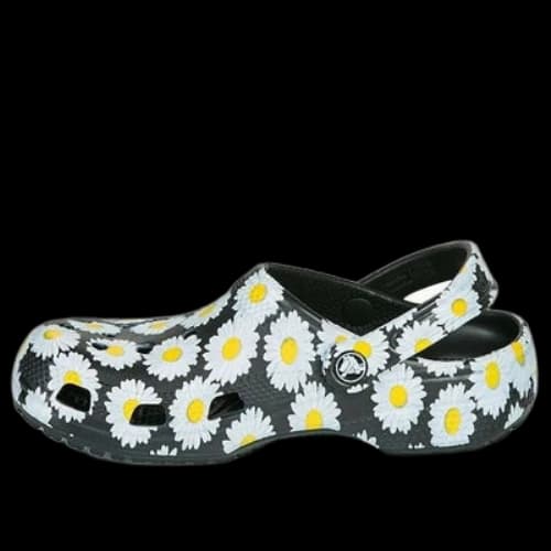 Crocs Classic clo daisy Full Print Sandals Unisex Black