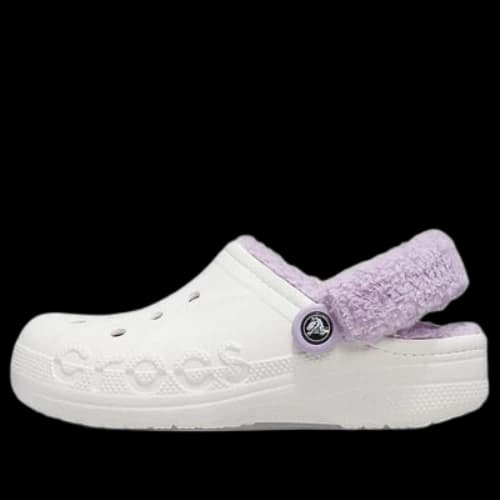 Crocs Classic Baya Lined Fuzz-Strap Clog 'White Lila'