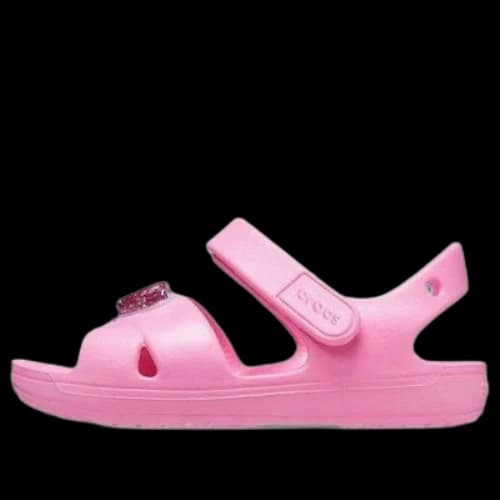 (GS) Crocs Classic Cross-Strap Charm Sandals 'Pink'