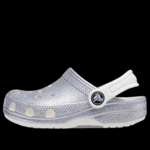(GS) Crocs Classic Glitter Sandals 'Silver White'