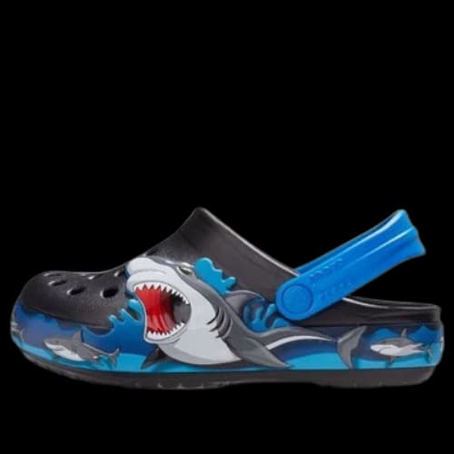 (GS) Crocs Fun Lab Shark Lights Clogs 'Black Grey Blue'
