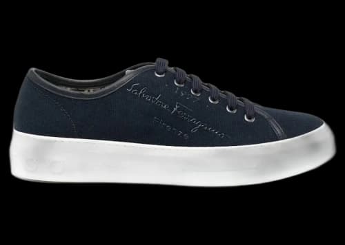Ferragamo Borg Logo-Print Sneakers Blue