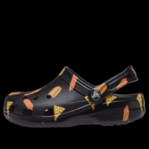 (GS) Crocs Classic Food Print Clogs 'Black Yellow'