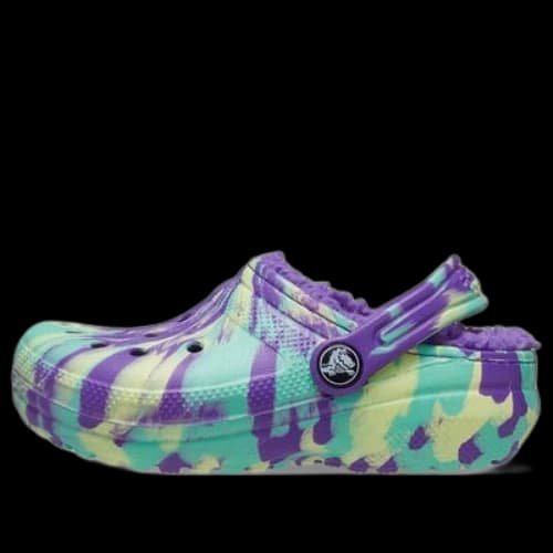 (GS) Crocs Classic Lined Marbled Clogs 'Neon Purple Multi'