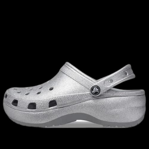 Crocs Classic Platform Glitter Clog 'Silver' (Women's)