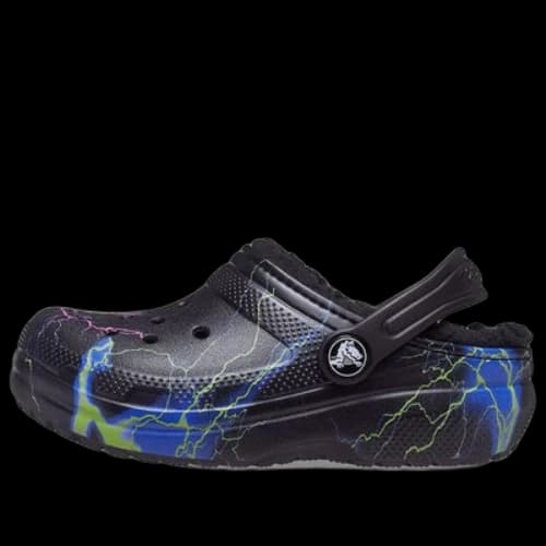 (GS) Crocs Classic Fuzz-Lined Clog 'Black Lightning'