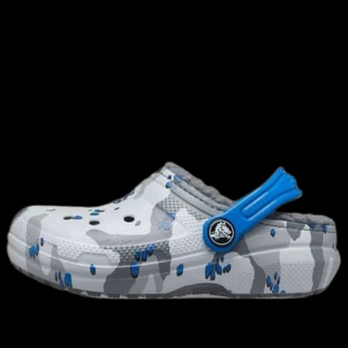 (GS) Crocs Classic Lined Camo Clogs 'Grey White Blue'