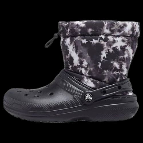 Crocs Classic Lined Neo Puff Tie Dye Boots 'Black White'