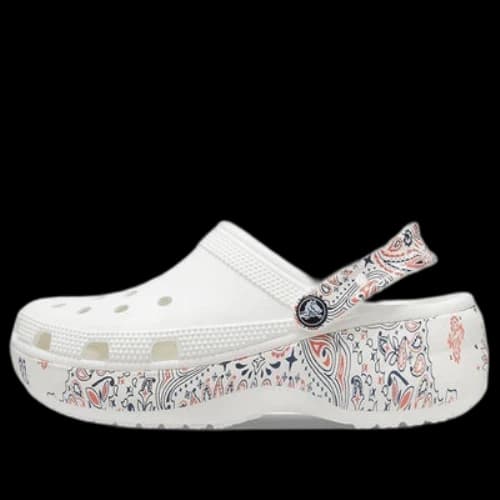 Crocs Classic Platform Americana Paisley Clogs 'White' (Women's)