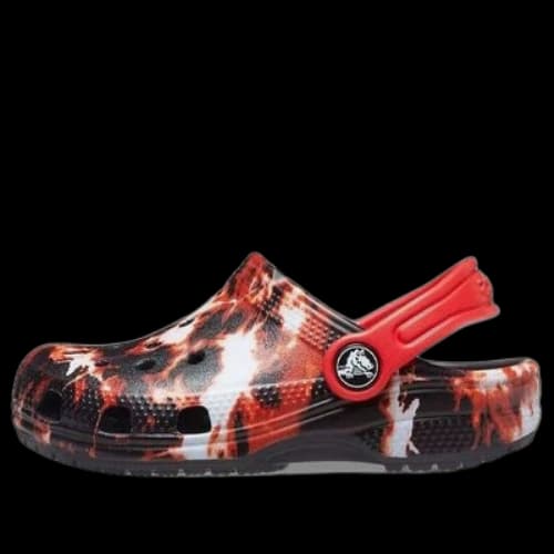 (GS) Crocs Classic Bleach Dye Clogs 'Red White Black'
