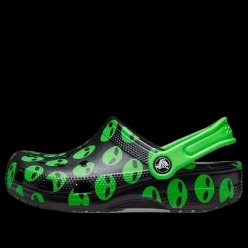 (GS) Crocs Classic Easy Icon Clogs 'Black Green'