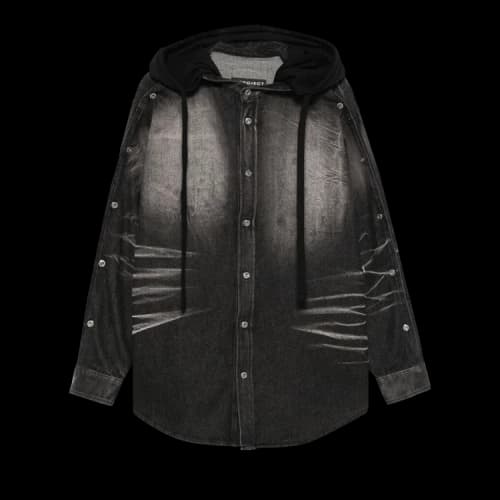 Y/Project Insert Hood Denim Shirt 'Faded Black'
