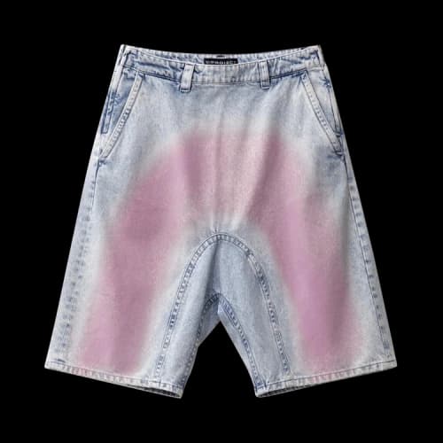 Y/Project Souffle Denim Shorts 'Ice Blue/Pink Flock'