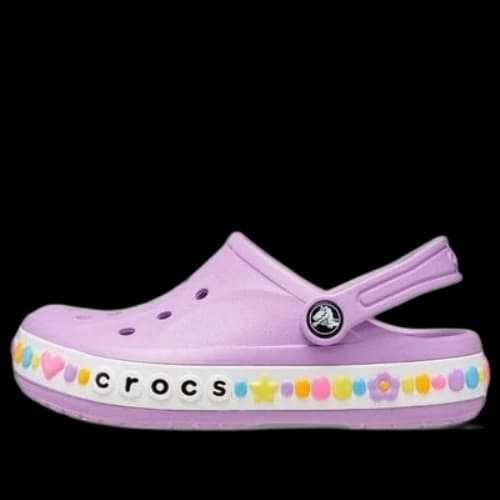 (TD) Crocs Bayaband Charm Band Clogs 'Purple White'